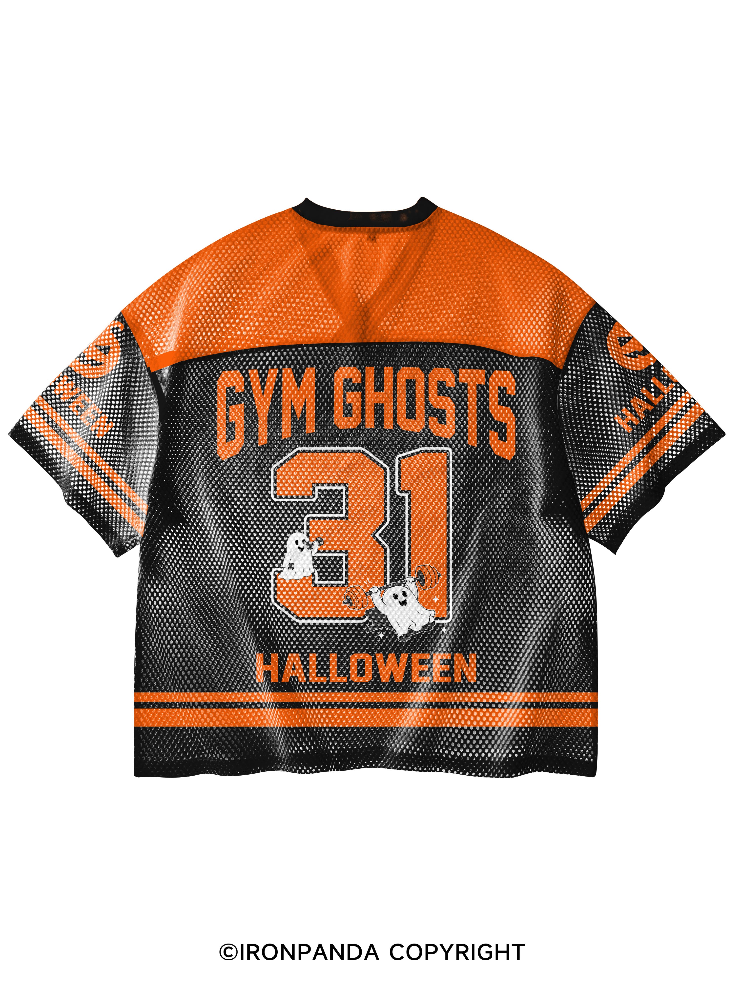 GHOST HALLOWEEN WORKOUT FITNESS V-Neck Open Hole Mesh Top