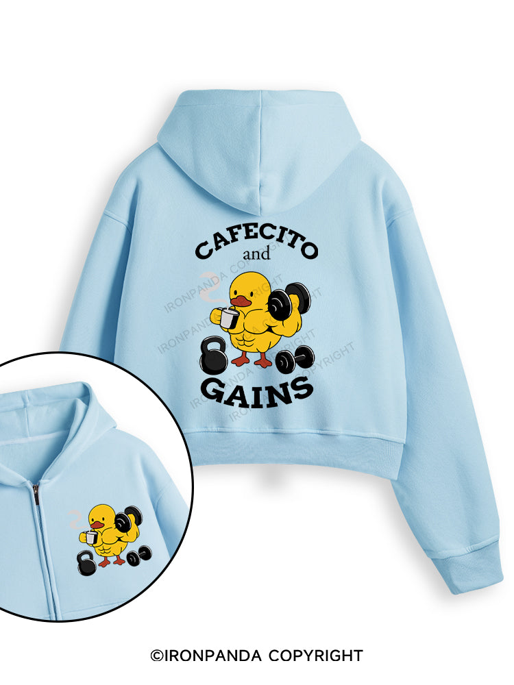CAFECITO AND GAINS Fleece Crop Zip Up Hoodie