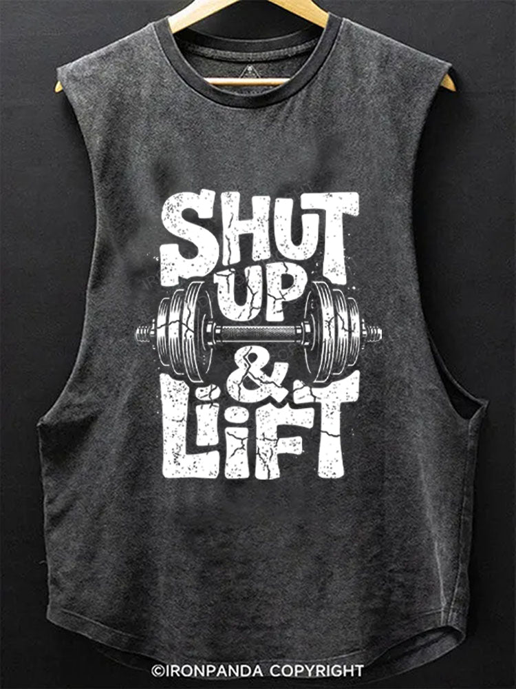 Shut Up And Lift Funny Gym Motivation Scoop Bottom Cotton Tank