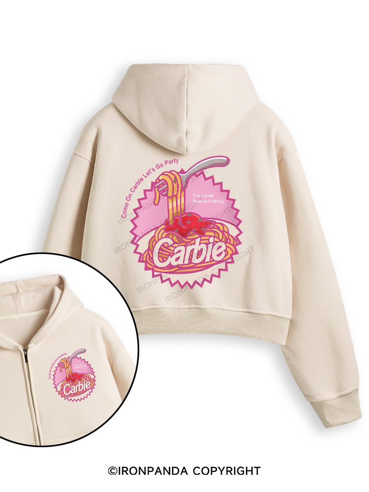 Carbie I Love Carbs Bread Pasta Pizza Fleece Crop Zip Up Hoodie
