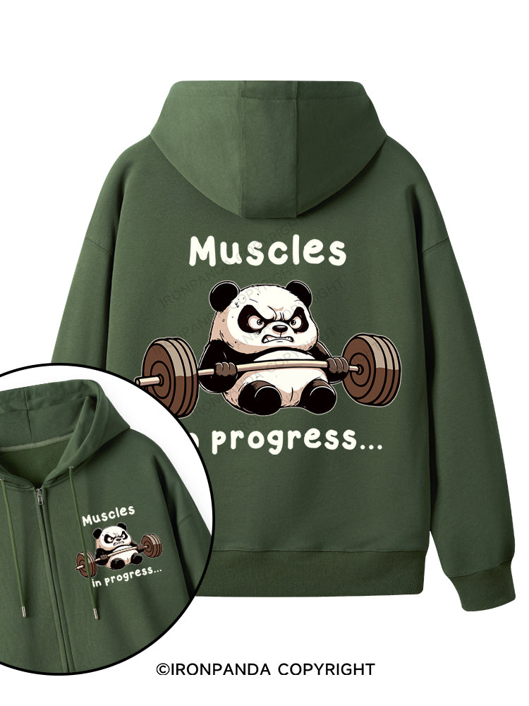 muscles in progress Double-Sided Printed Fleece Zip Up Hoodie