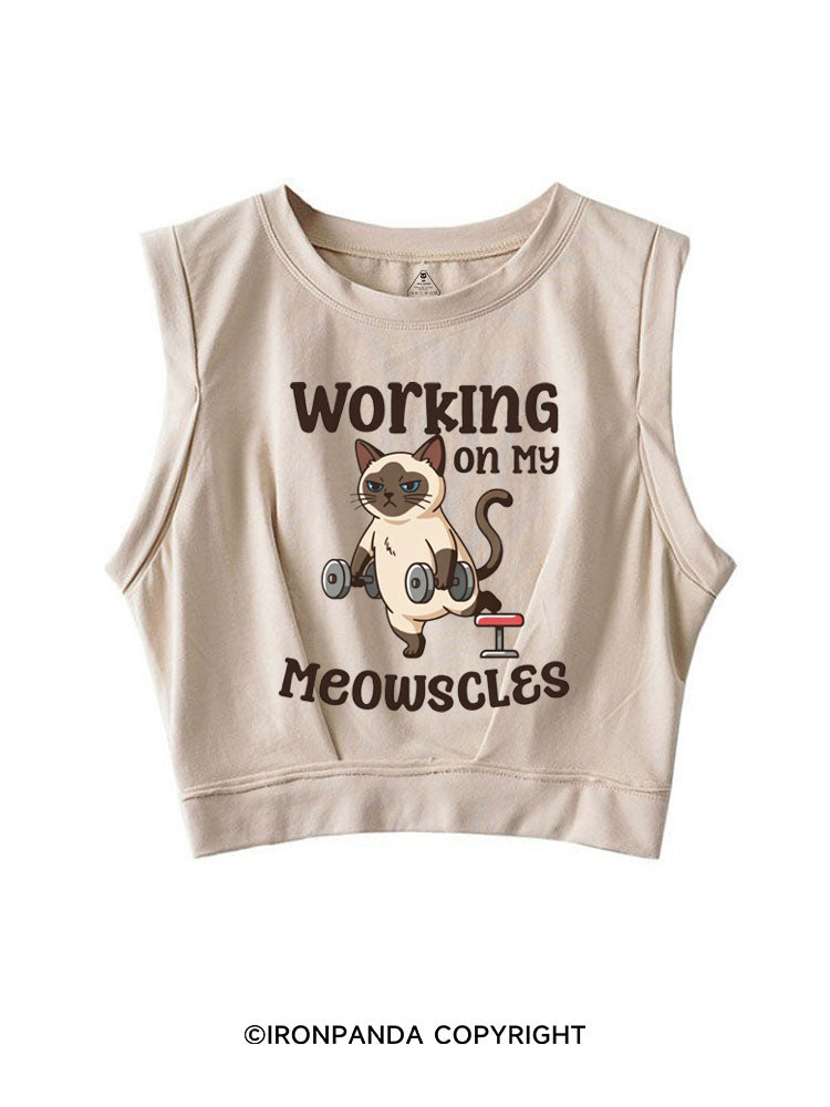 WORKING ON MY MEOWSCLES GYM KITTY SLEEVELESS CROP TOPS