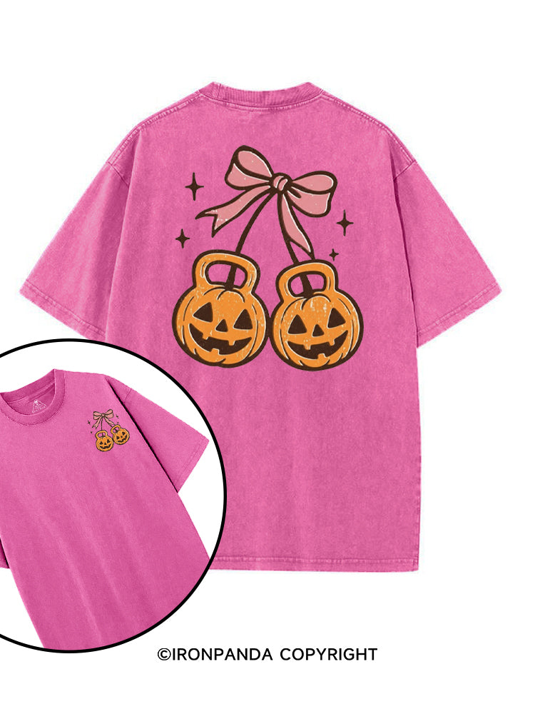 CHERRY PUMPKIN KETTLEBELL HALLOWEEN printed Gym Shirt