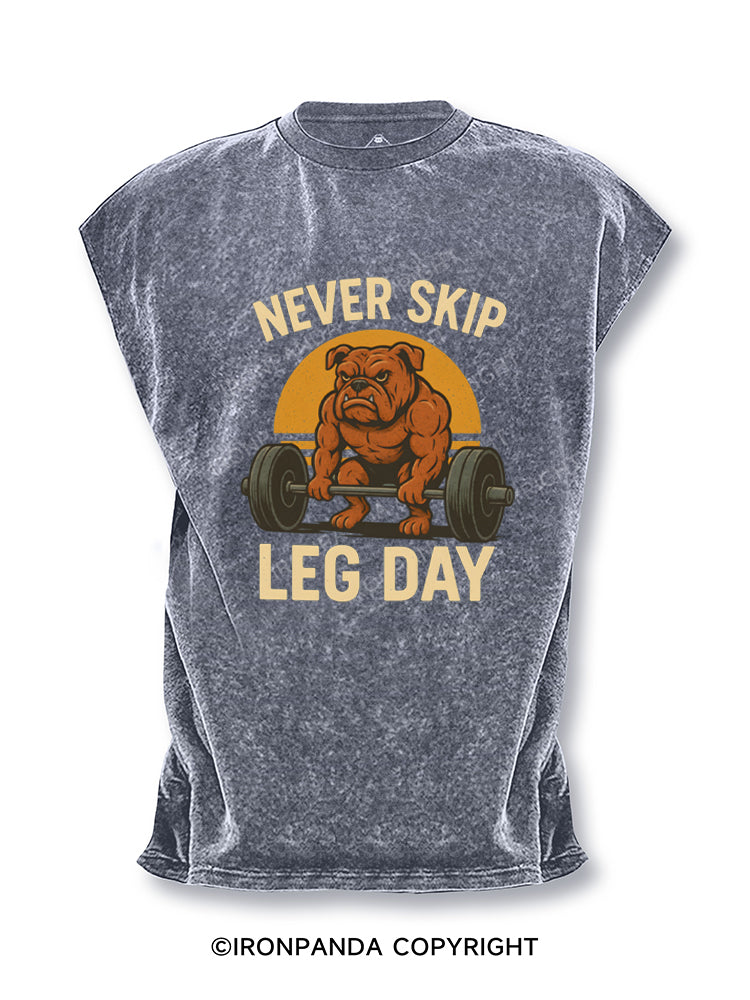 Never Skip Leg Day Muscular Bulldog Cut Off Tank