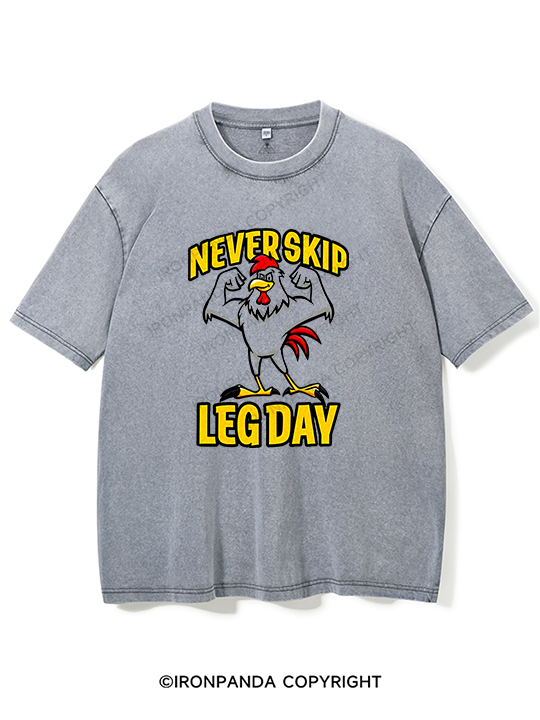 Never Skip Leg Day Washed Gym Shirt