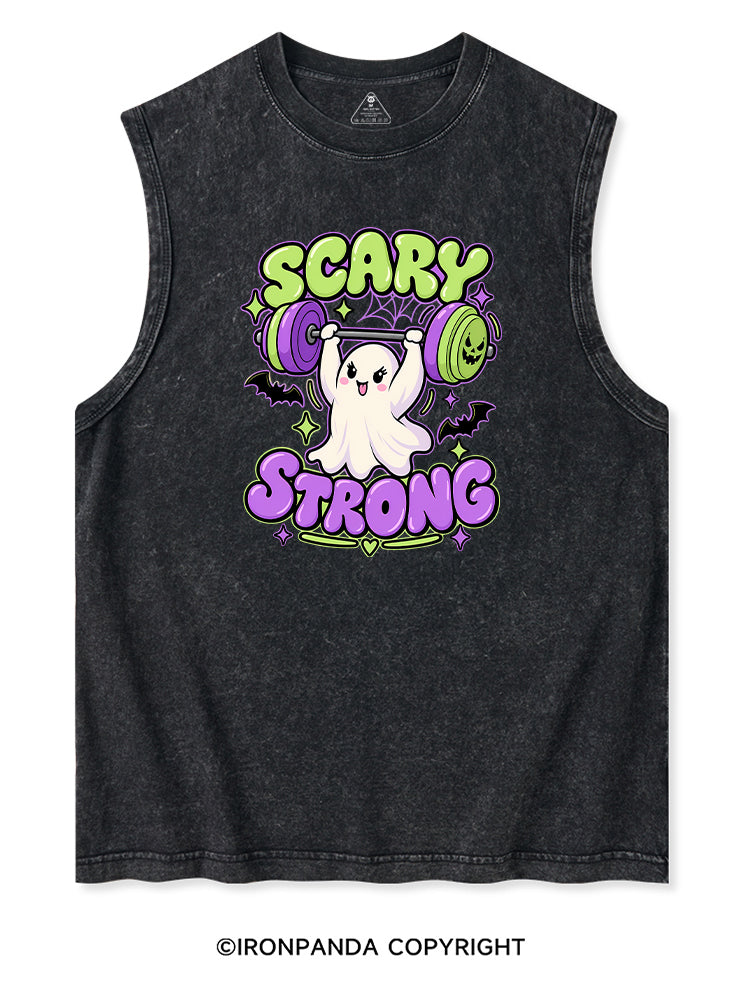 SCARY STRONG HALLOWEEN GHOST Washed Tank