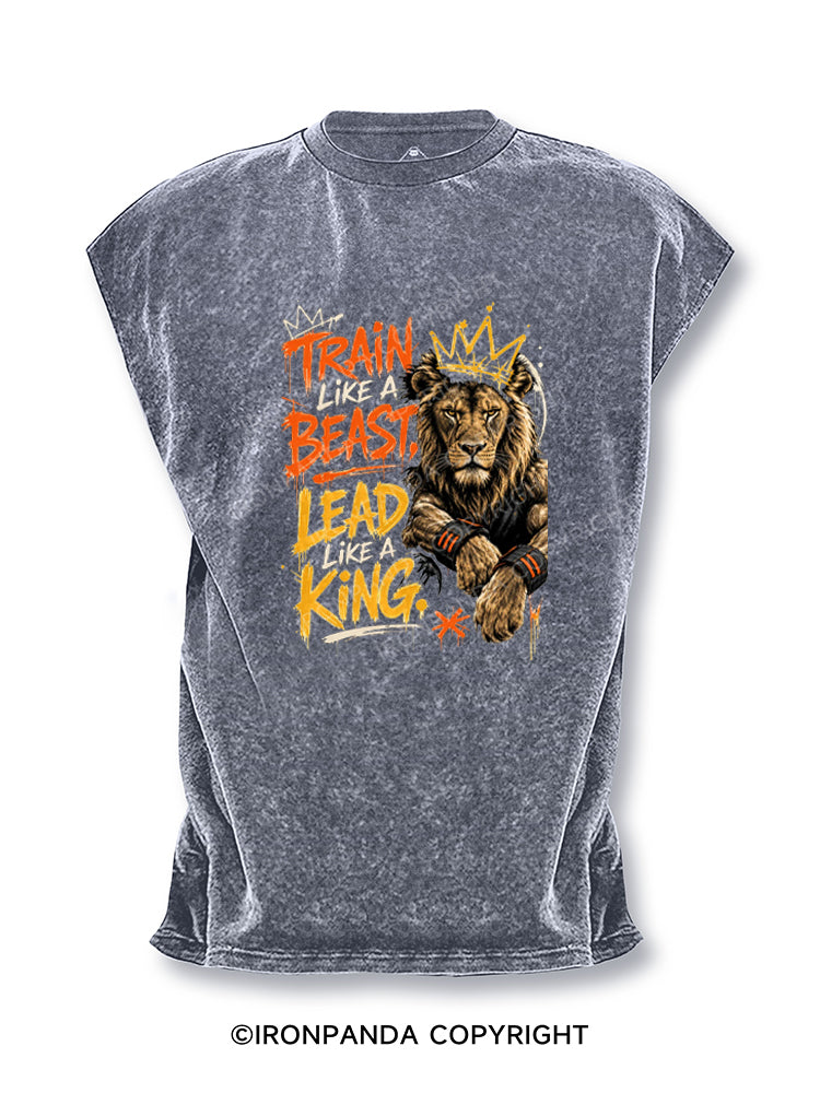 Train Like A Beast Lead Like A King Cut Off Tank