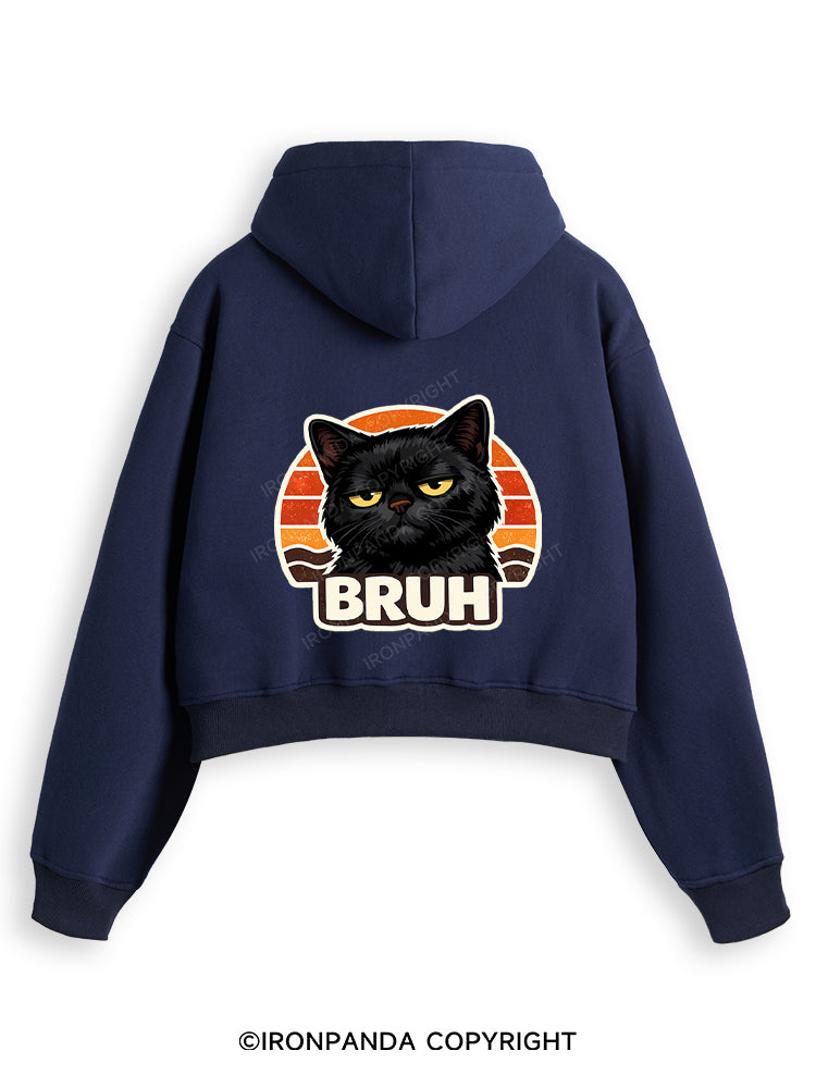 BRUH Fleece Crop Zip Up Hoodie