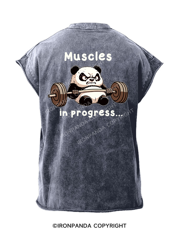 muscles in progress Back Printed Cut Off Tank
