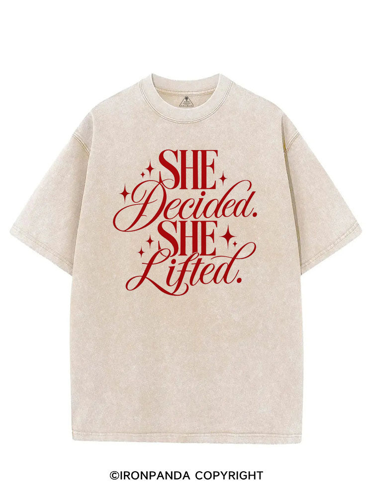 SHE DECIDED. SHE LIFTED VINTAGE GYM SHIRT