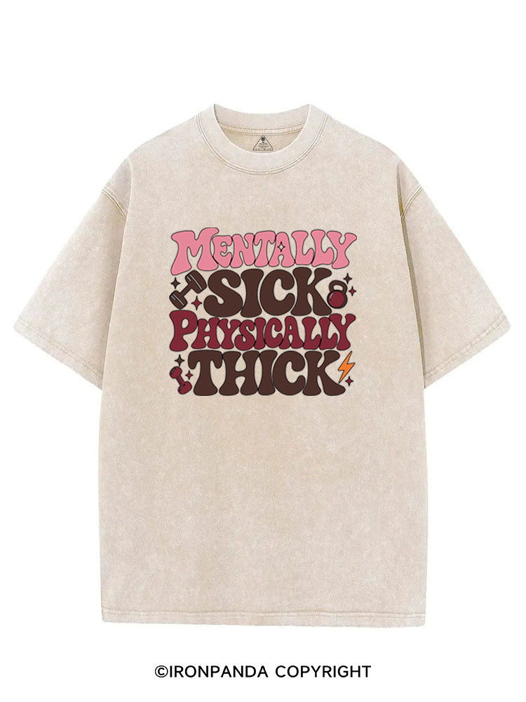MENTALLY SICK PHYSICALLY THICK FUNNY LIFT CLUB VINTAGE GYM SHIRT