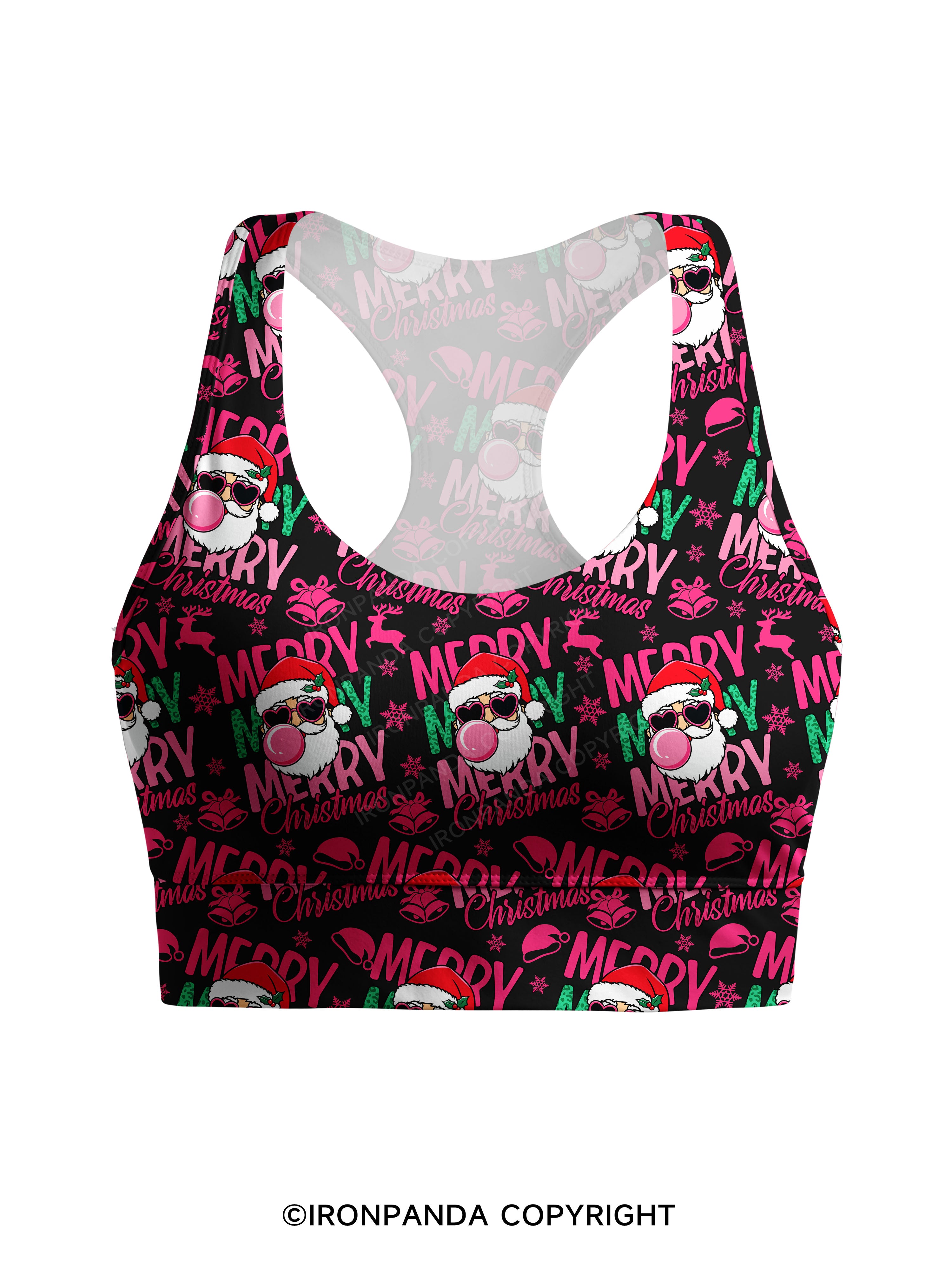MERRY MERRY MERRY CHRISTMAS Racerback Sports Bra
