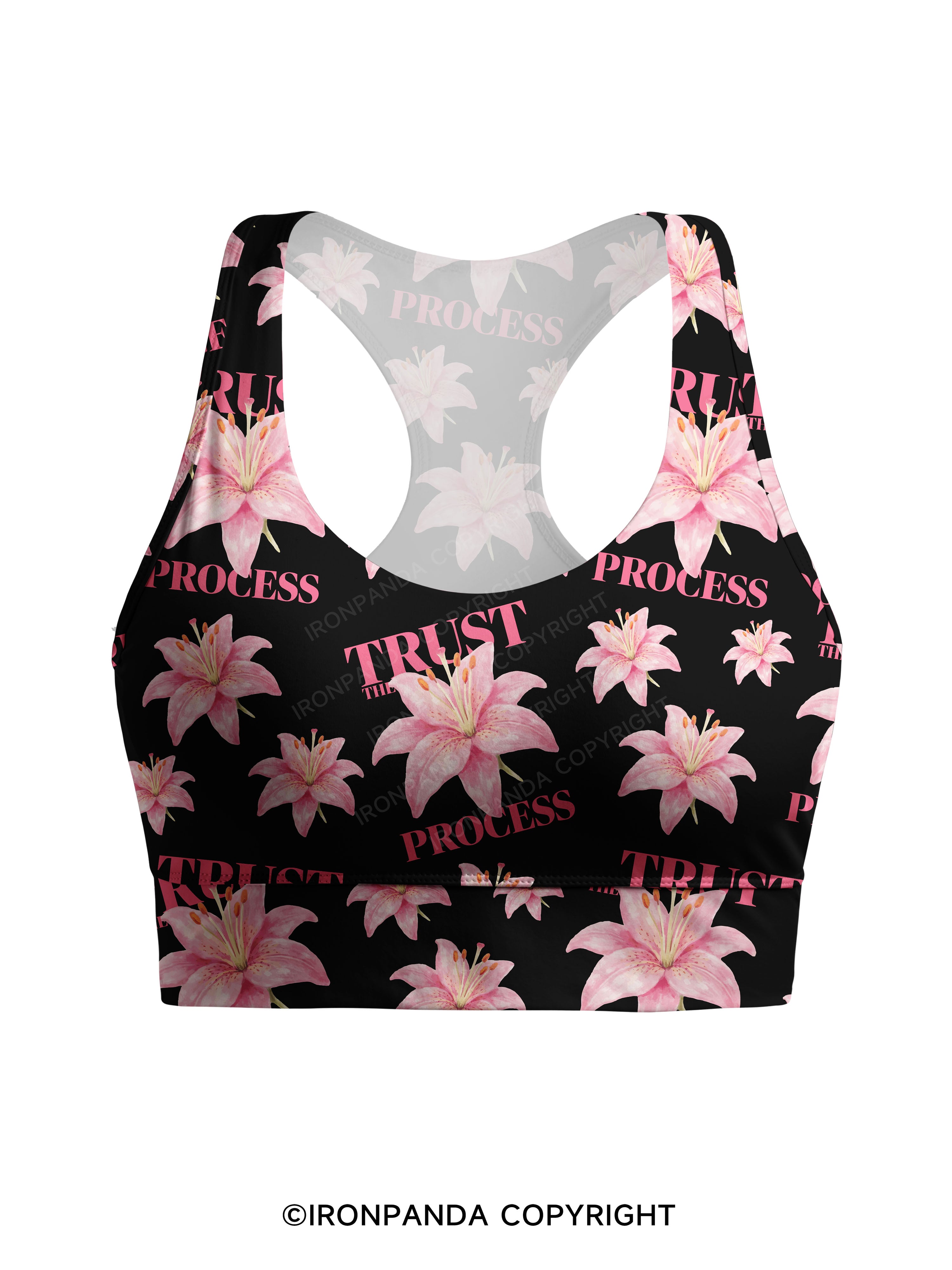 TRUST THE PROCESS Racerback Sports Bra