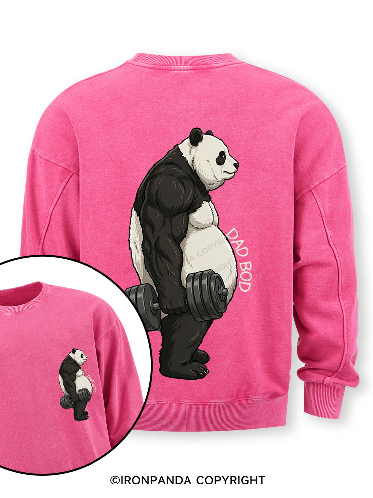 Dad Bod Panda Double-Sided Printed Washed Sweatshirt