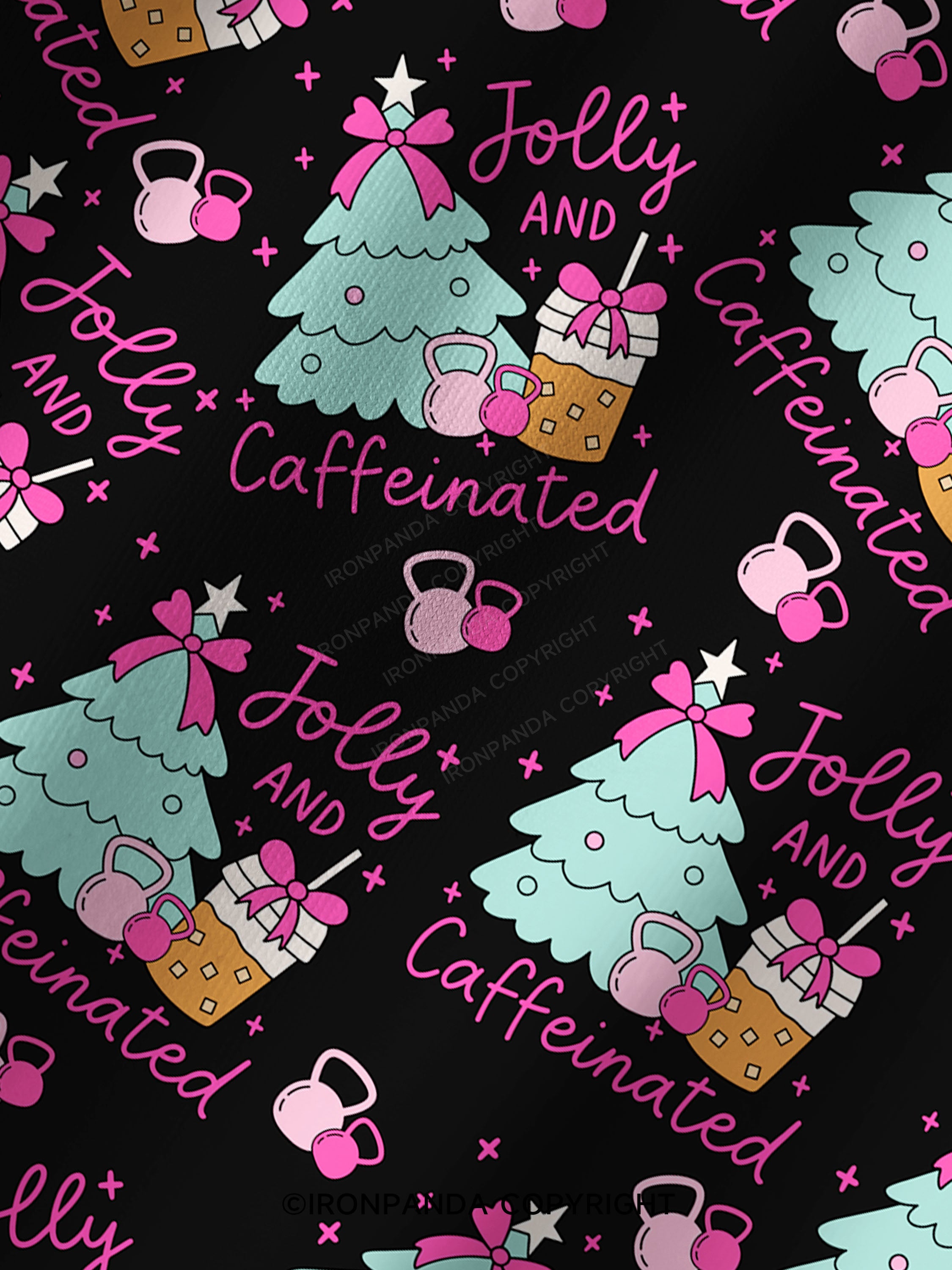 JOLLY AND CAFFEINATED Printed Yoga Shorts