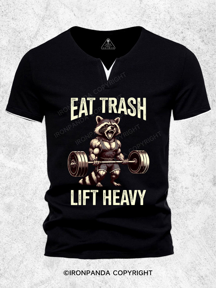 eat trash lift heavy Men's Workout V-Neck Shirt