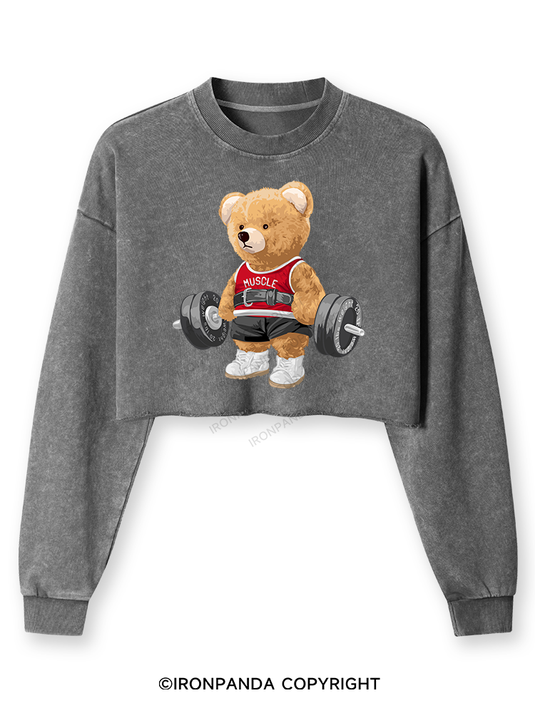 EXERCISE BEAR Washed Long-Sleeve Crop Top
