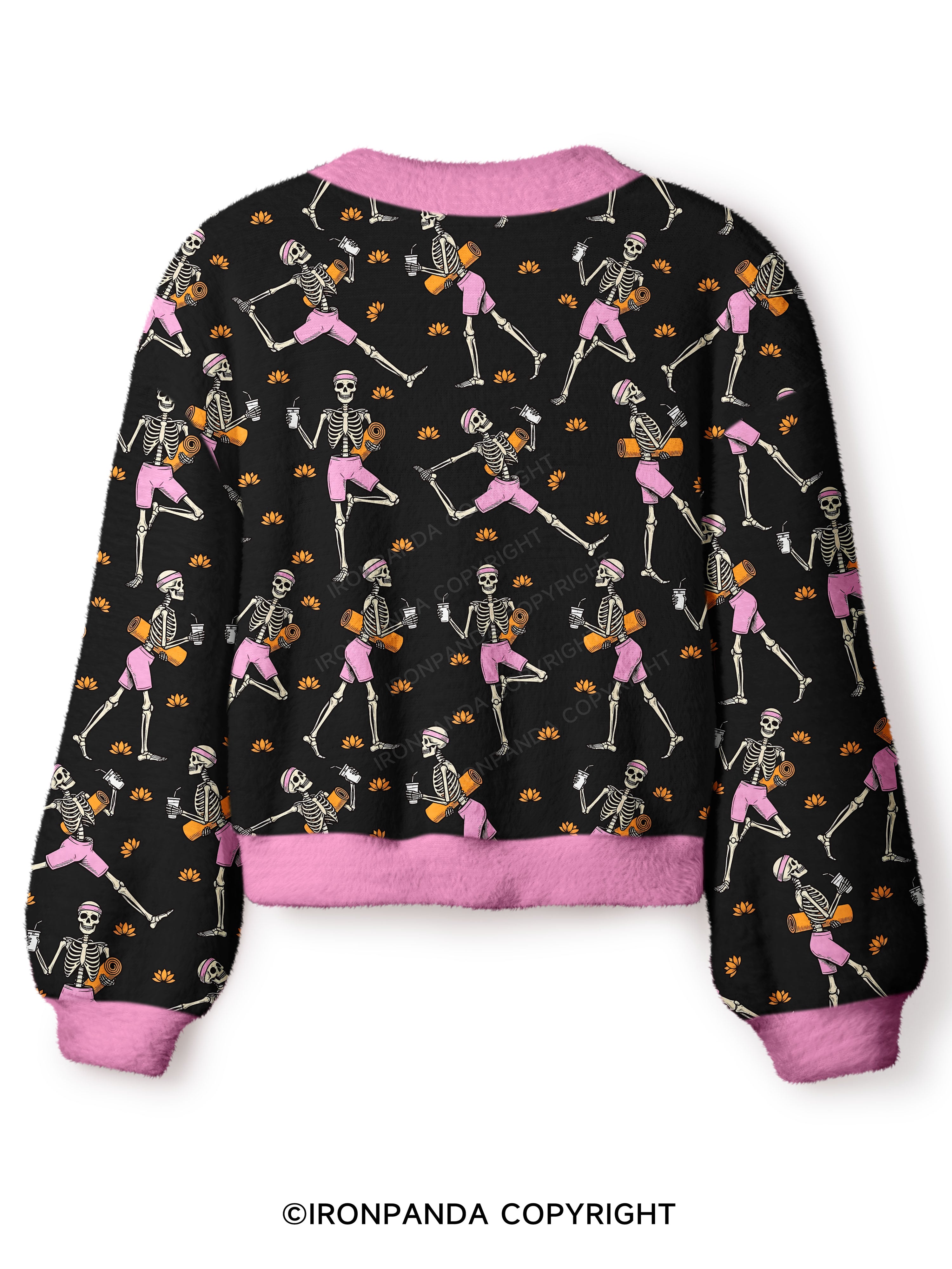 SKELETON YOGA FITNESS Crop Ugly Cardigan Sweater