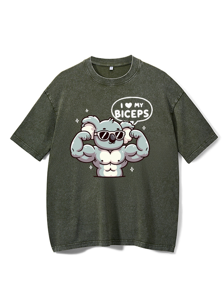 Big Biceps: Cute Koala Washed Gym Shirt