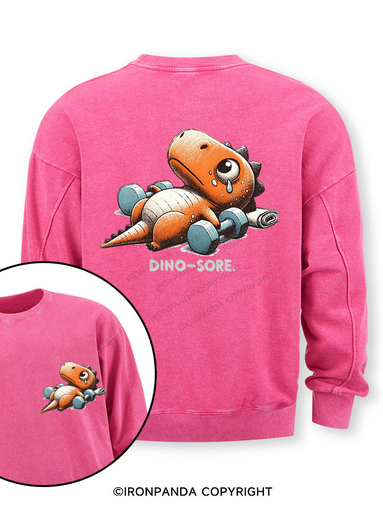DINO-SORE AFTER WORKOUT Double-Sided Printed Washed Sweatshirt