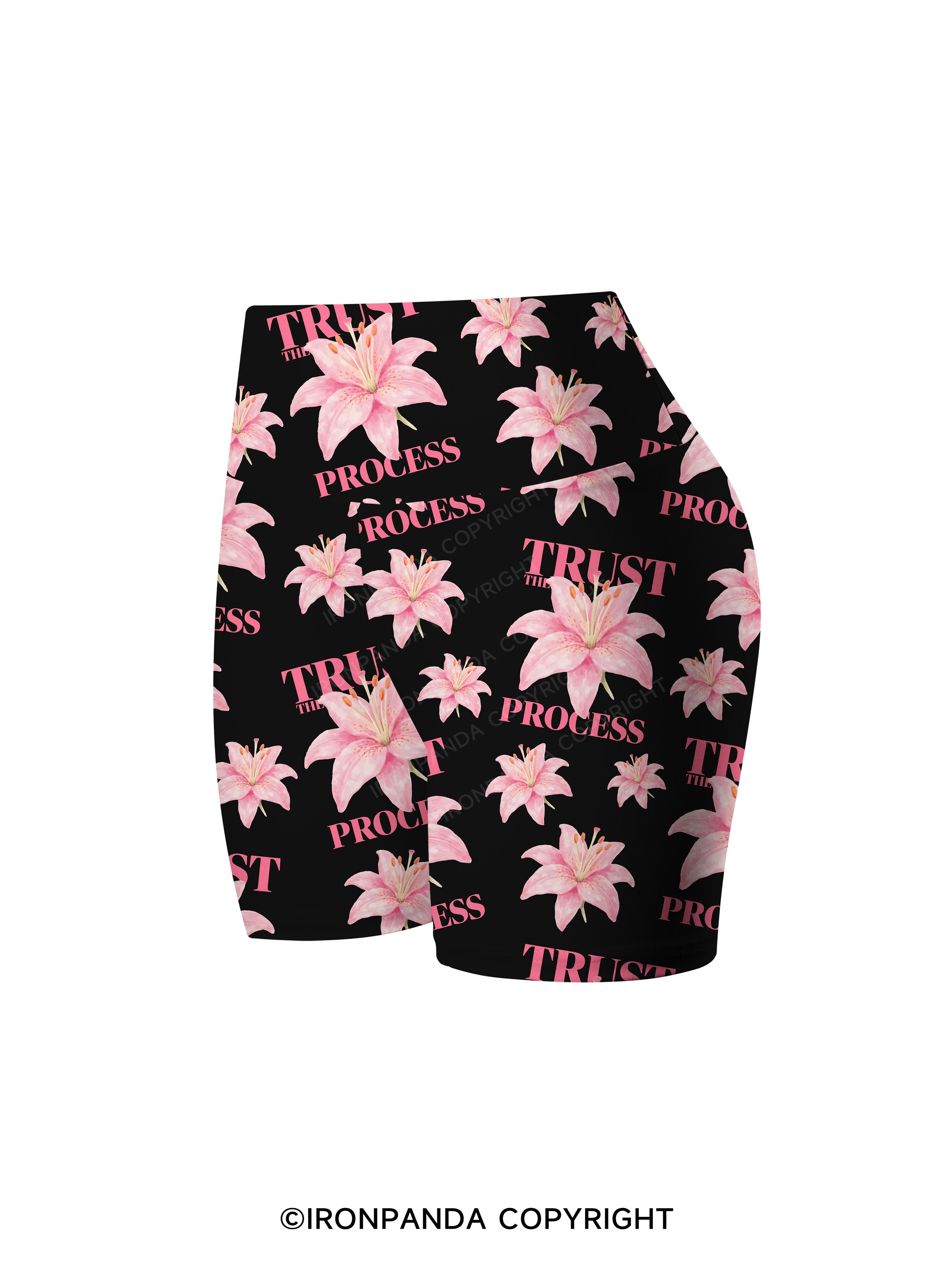TRUST THE PROCESS Printed Yoga Cycling Shorts