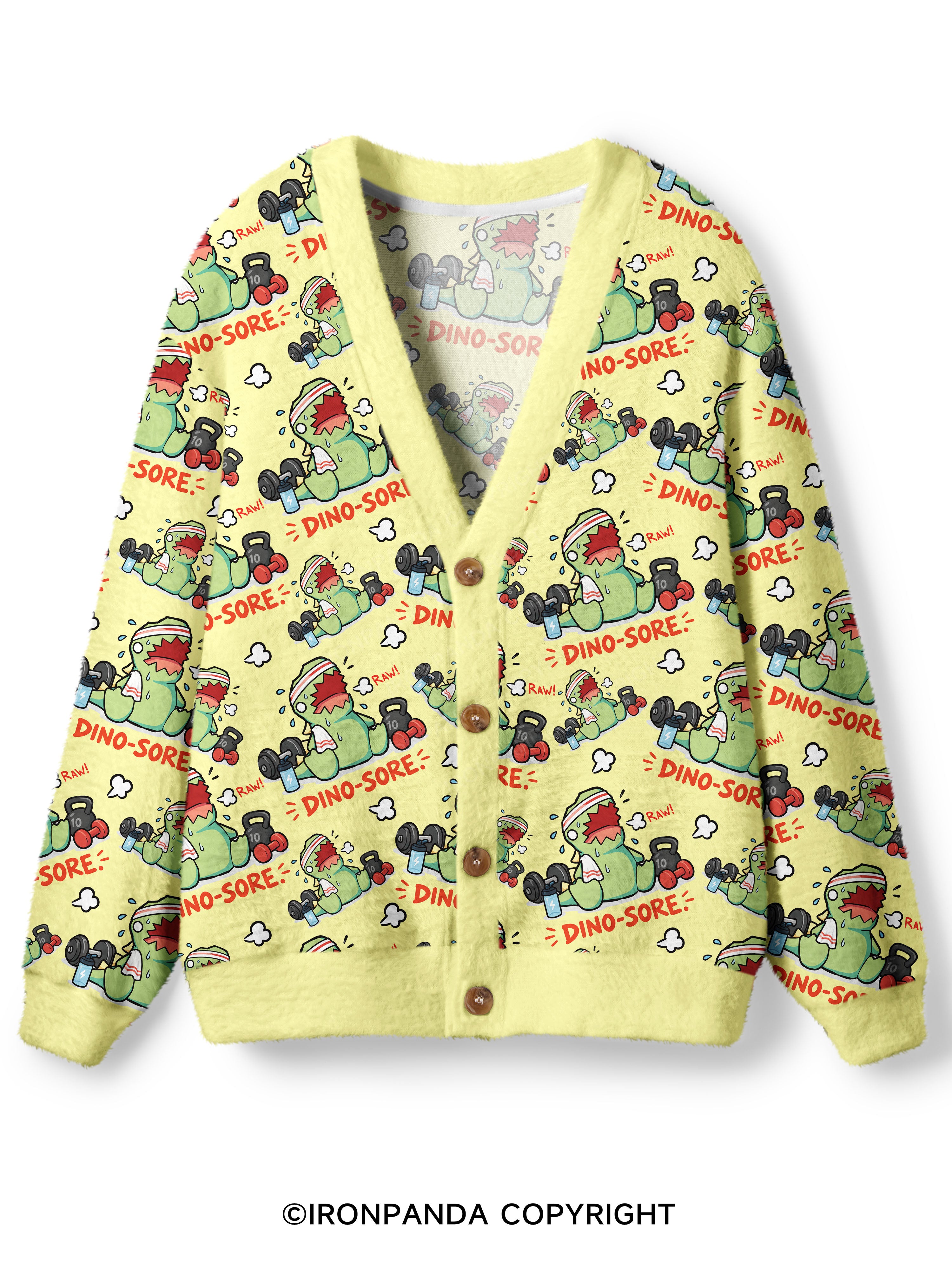 RAW! DINO-SORE Ugly Cardigan Sweater
