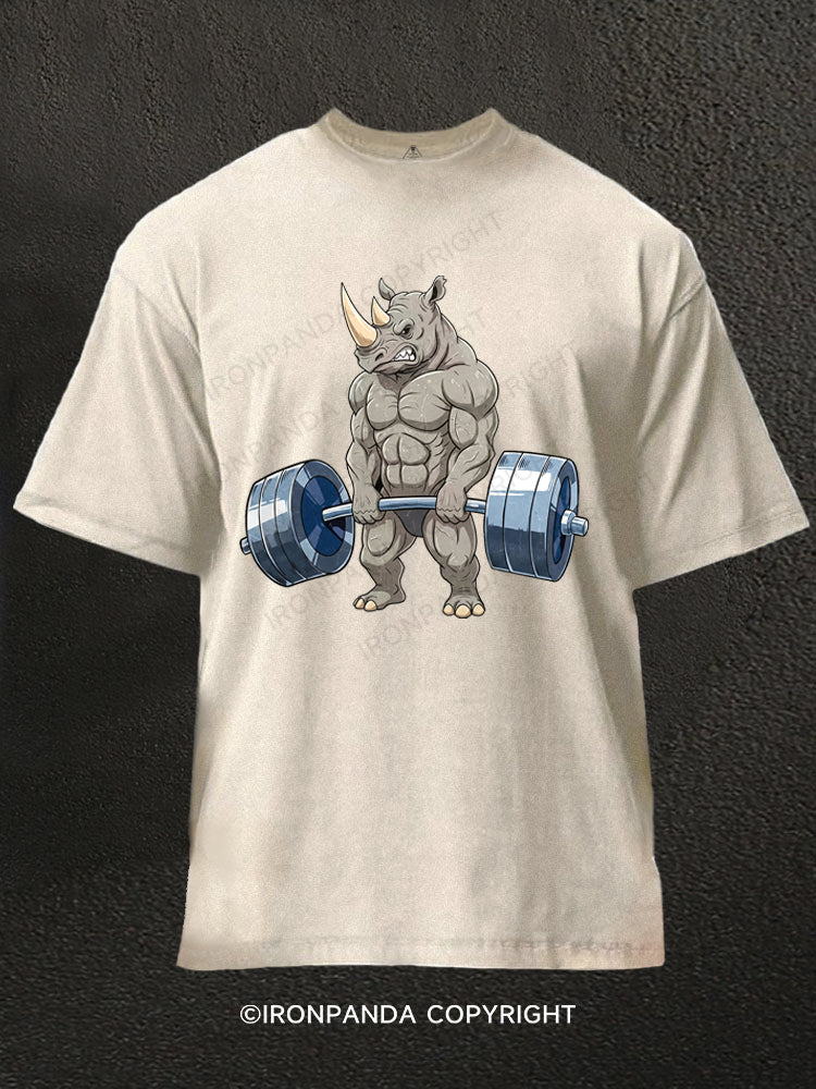 Muscular Rhino Deadlift Gym Washed Gym Shirt