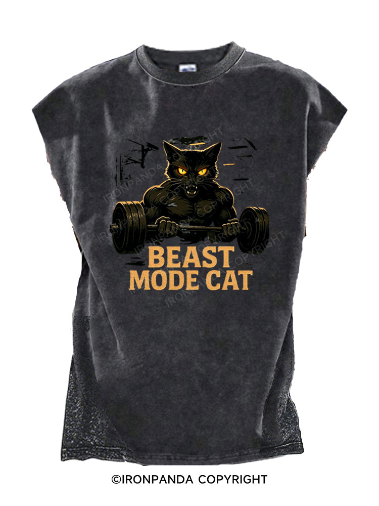 Beast Mode Cat Intense Workout Animal Cut Off Tank