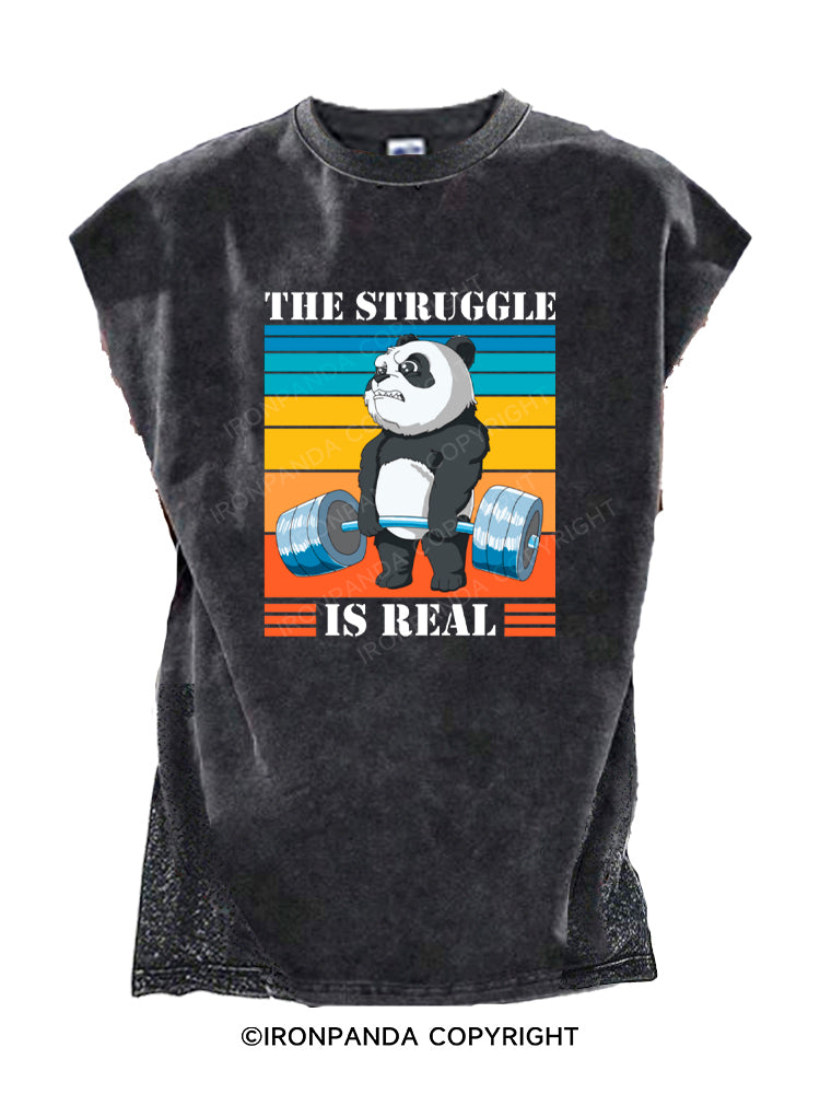 The Struggle is real Panda Weight Lifting Cut Off Tank