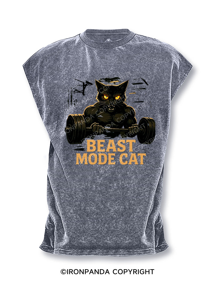 Beast Mode Cat Intense Workout Animal Cut Off Tank