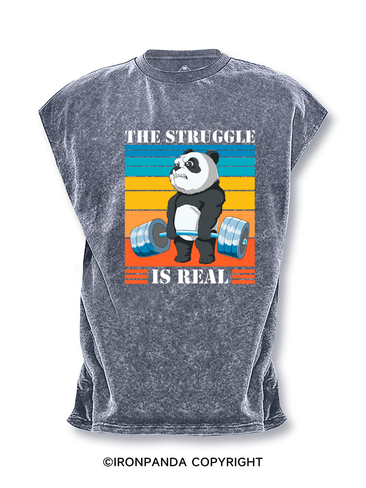 The Struggle is real Panda Weight Lifting Cut Off Tank