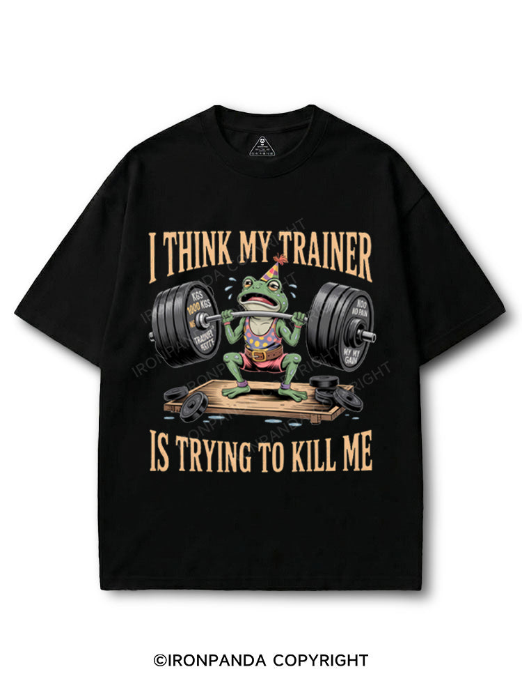 My Trainer Is Trying To Kill Me Funny Frog  COTTON PUMP COVER