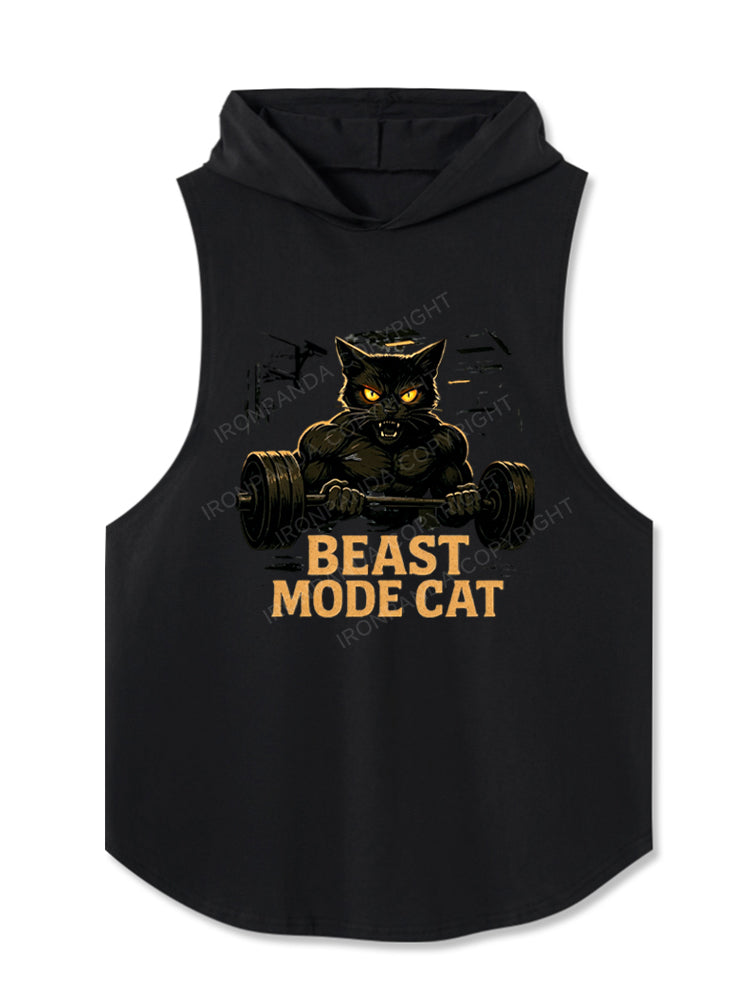 Beast Mode Cat Intense Workout Animal Hooded Tank