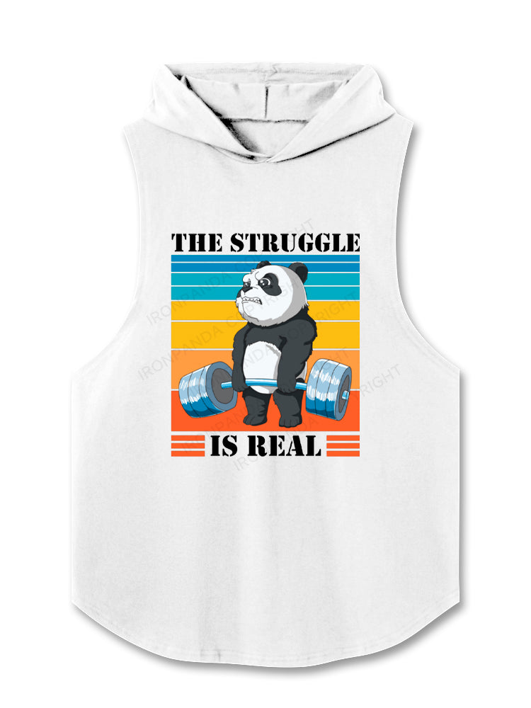 The Struggle is real Panda Weight Lifting Hooded Tank