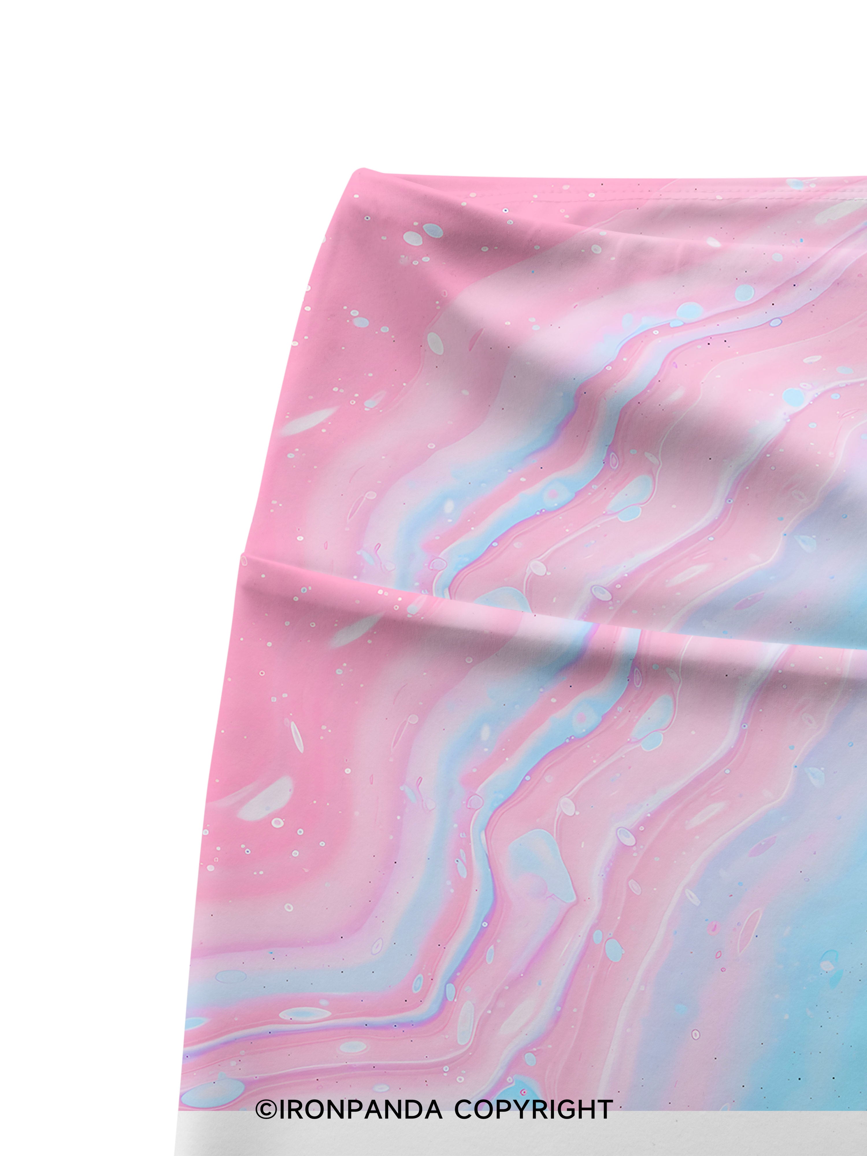 Pink Marble Yoga Cycling Shorts