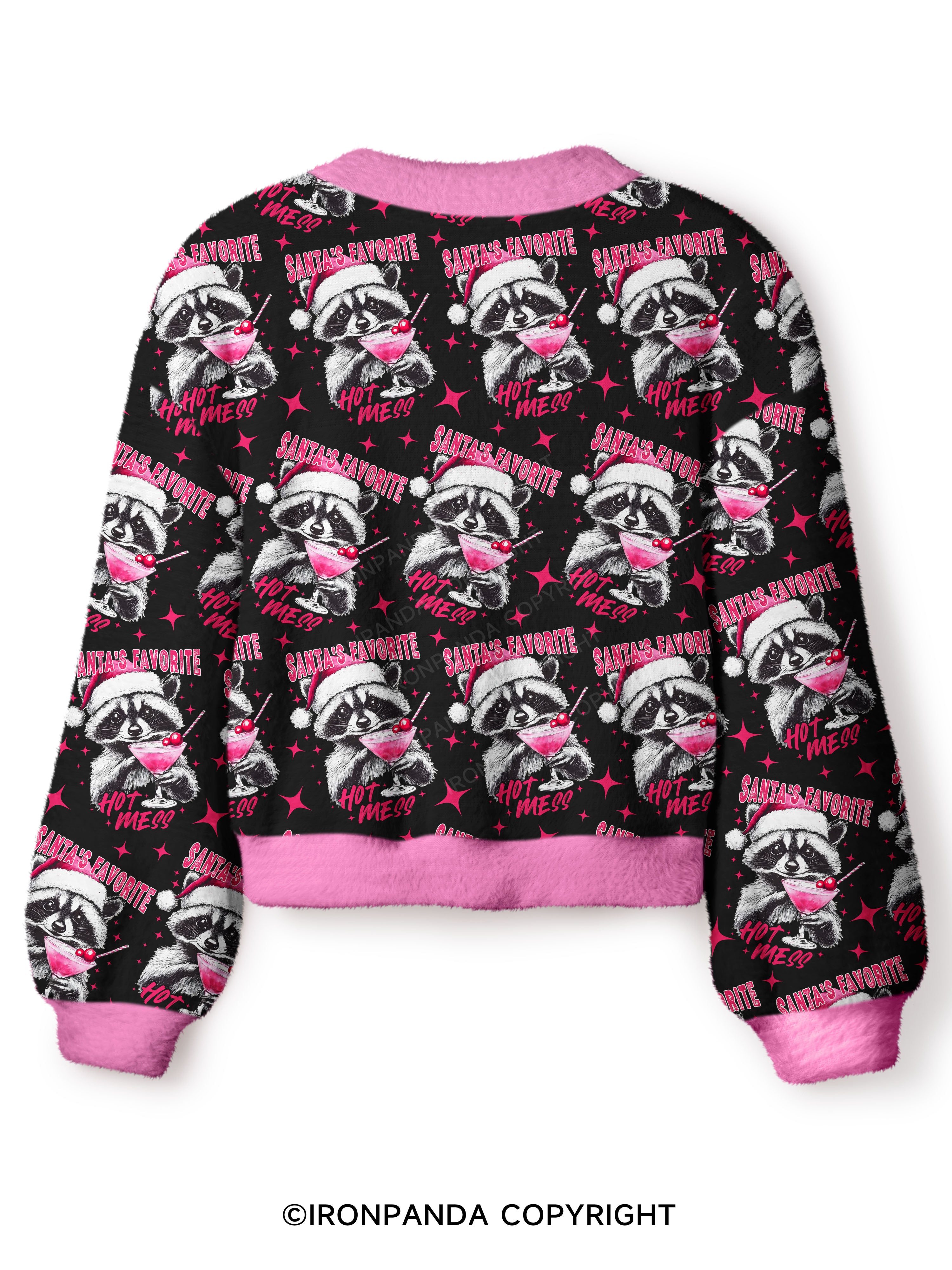 SANTA'S FAVORITE HOT MESS Crop Ugly Cardigan Sweater