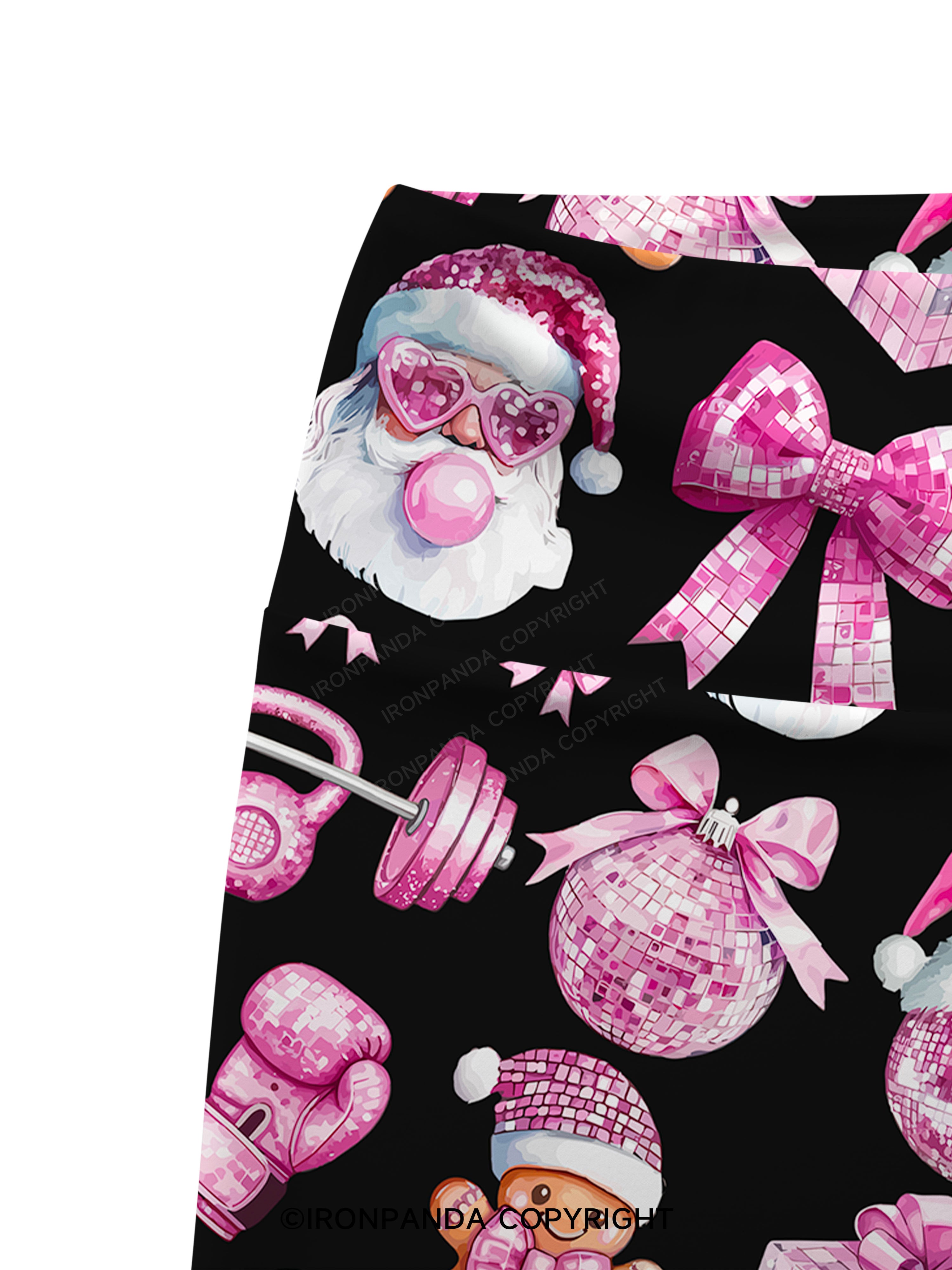 Holiday Hustle and Pink Glow Printed Yoga Cycling Shorts
