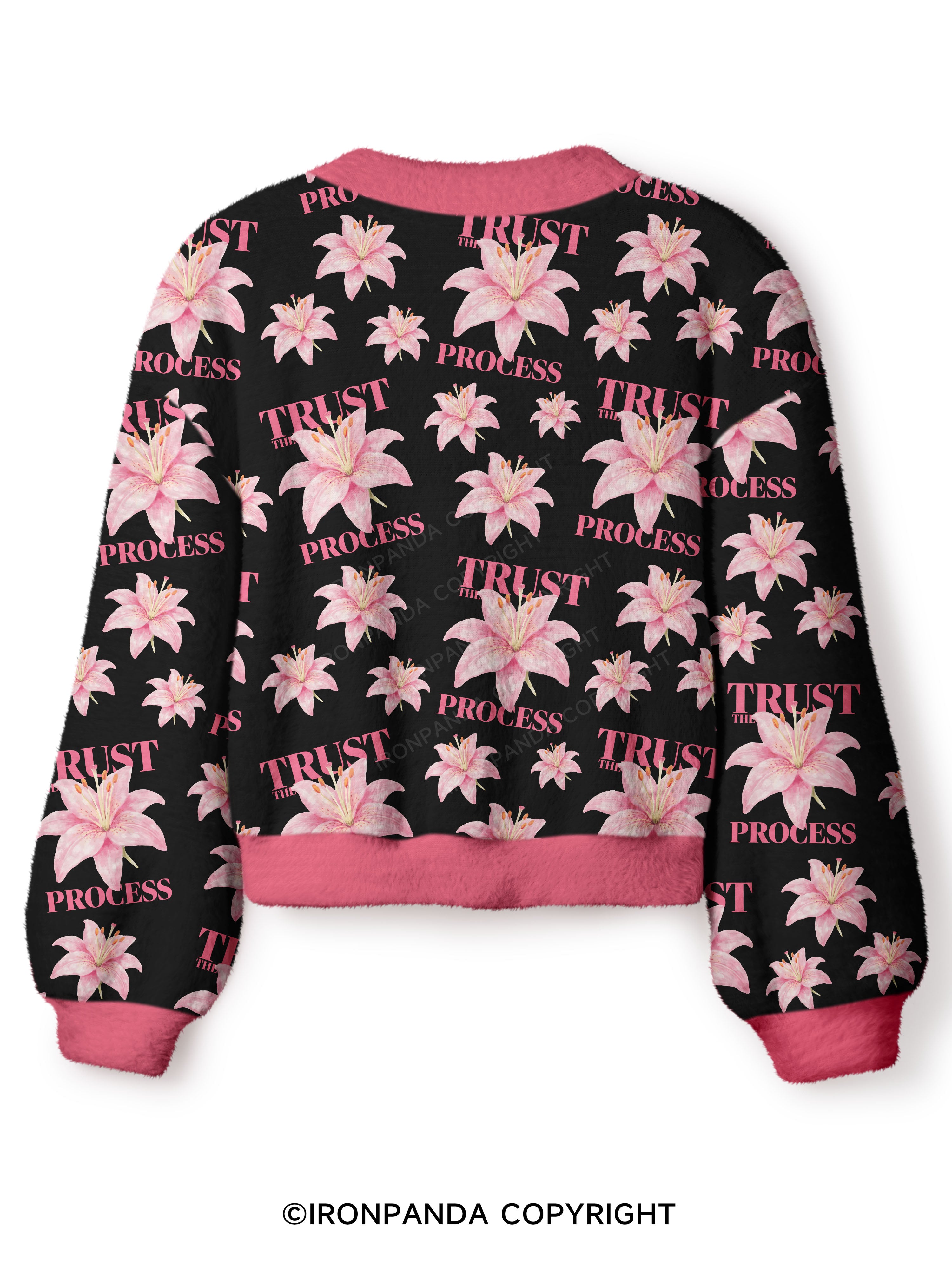 TRUST THE PROCESS Crop Ugly Cardigan Sweater