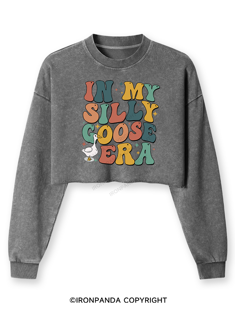 IN MY SILLY GOOSE ERA Washed Long-Sleeve Crop Top