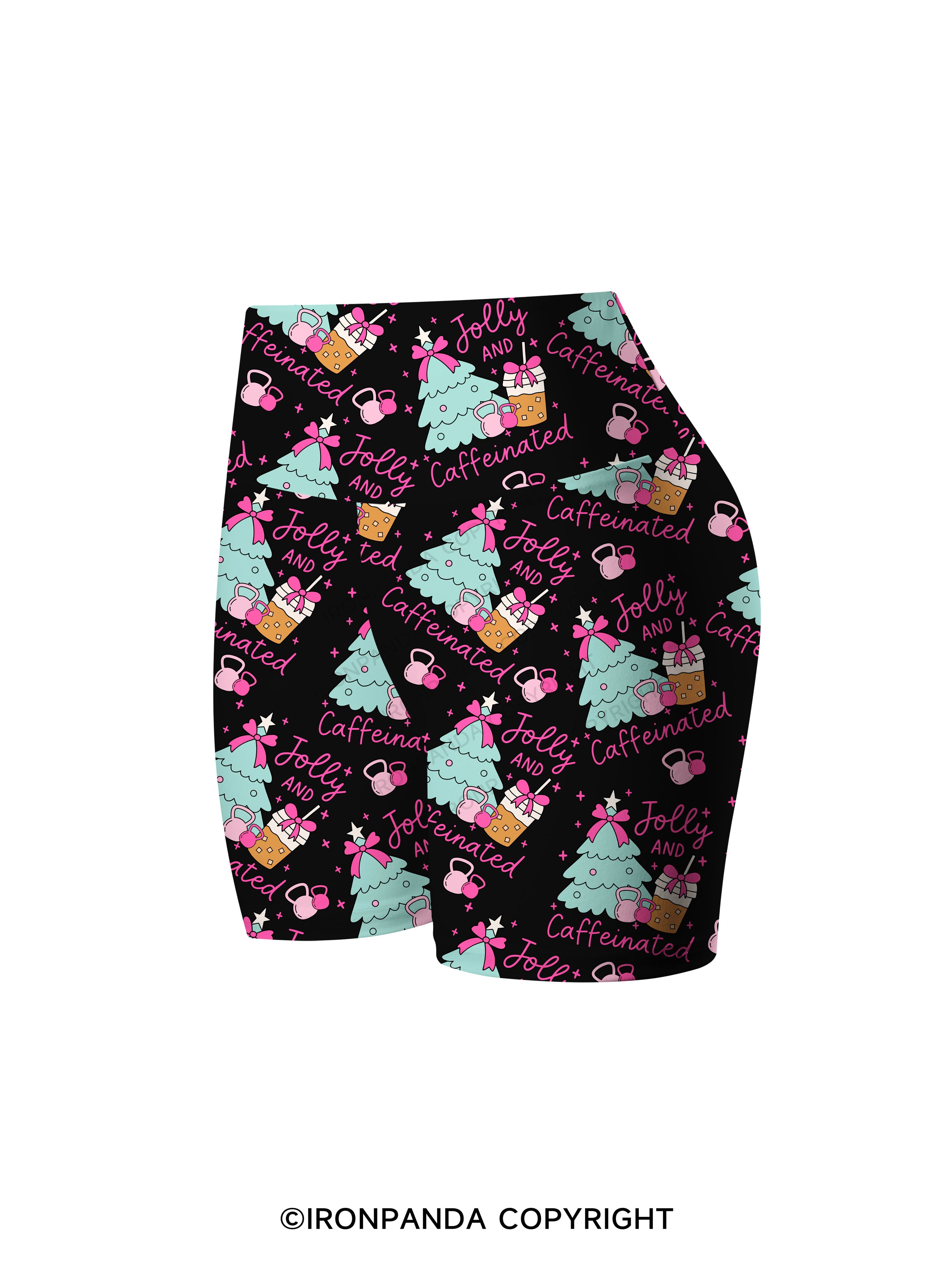 JOLLY AND CAFFEINATED Printed Yoga Cycling Shorts