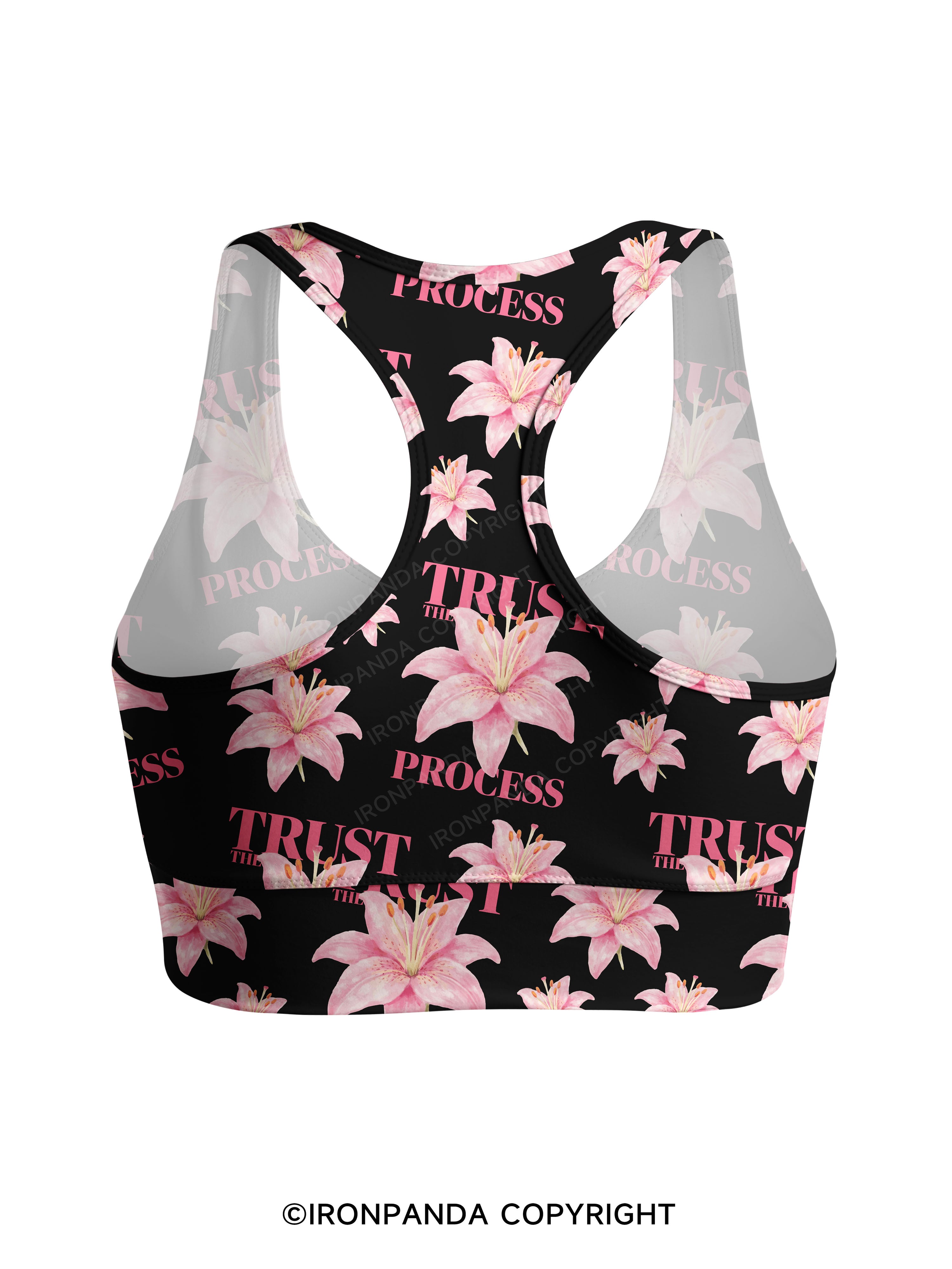 TRUST THE PROCESS Racerback Sports Bra