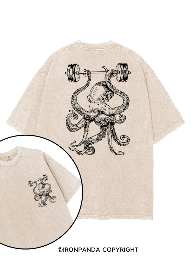 Octopus Weight Lifting Barbells printed Gym Shirt