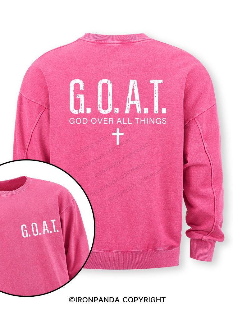 God over All Things Double-Sided Printed Washed Sweatshirt