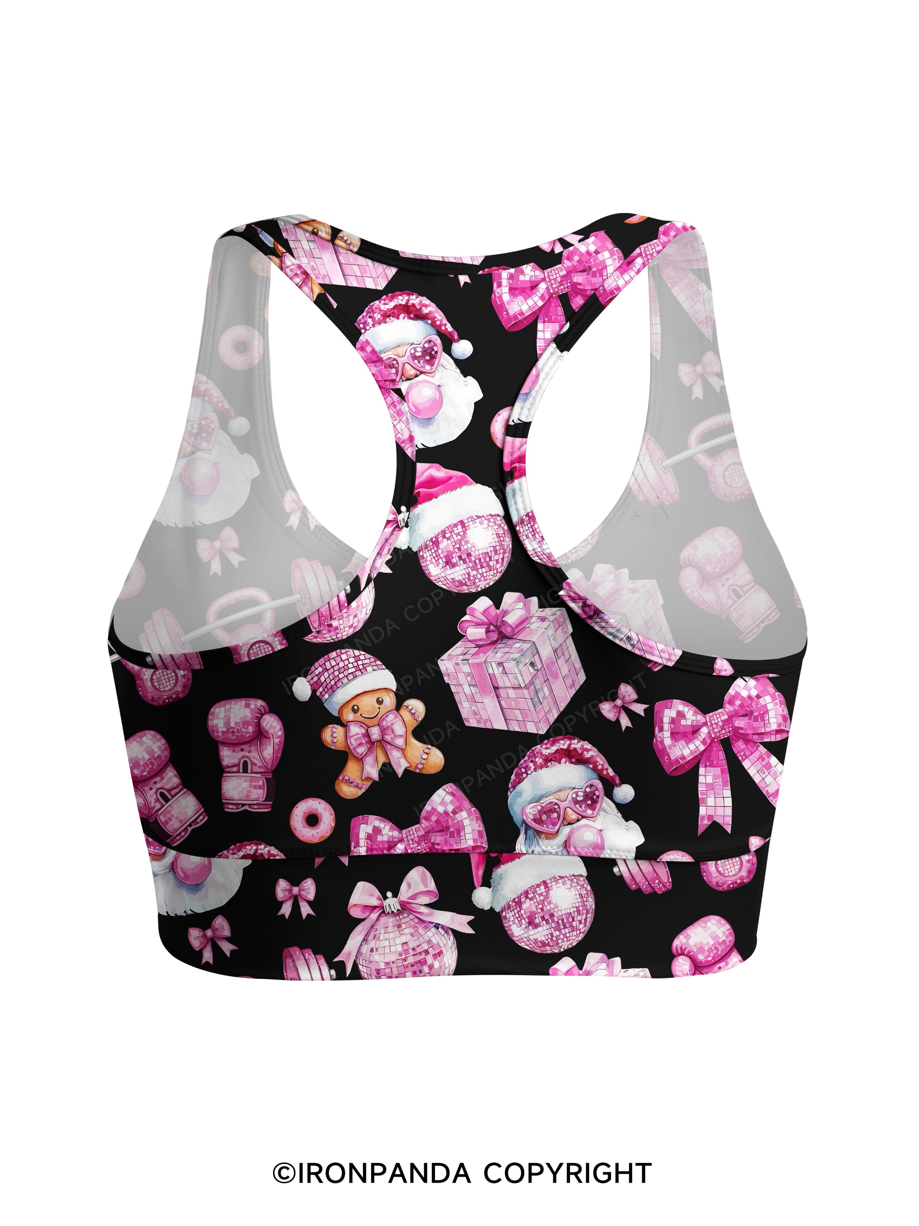 Holiday Hustle and Pink Glow Racerback Sports Bra