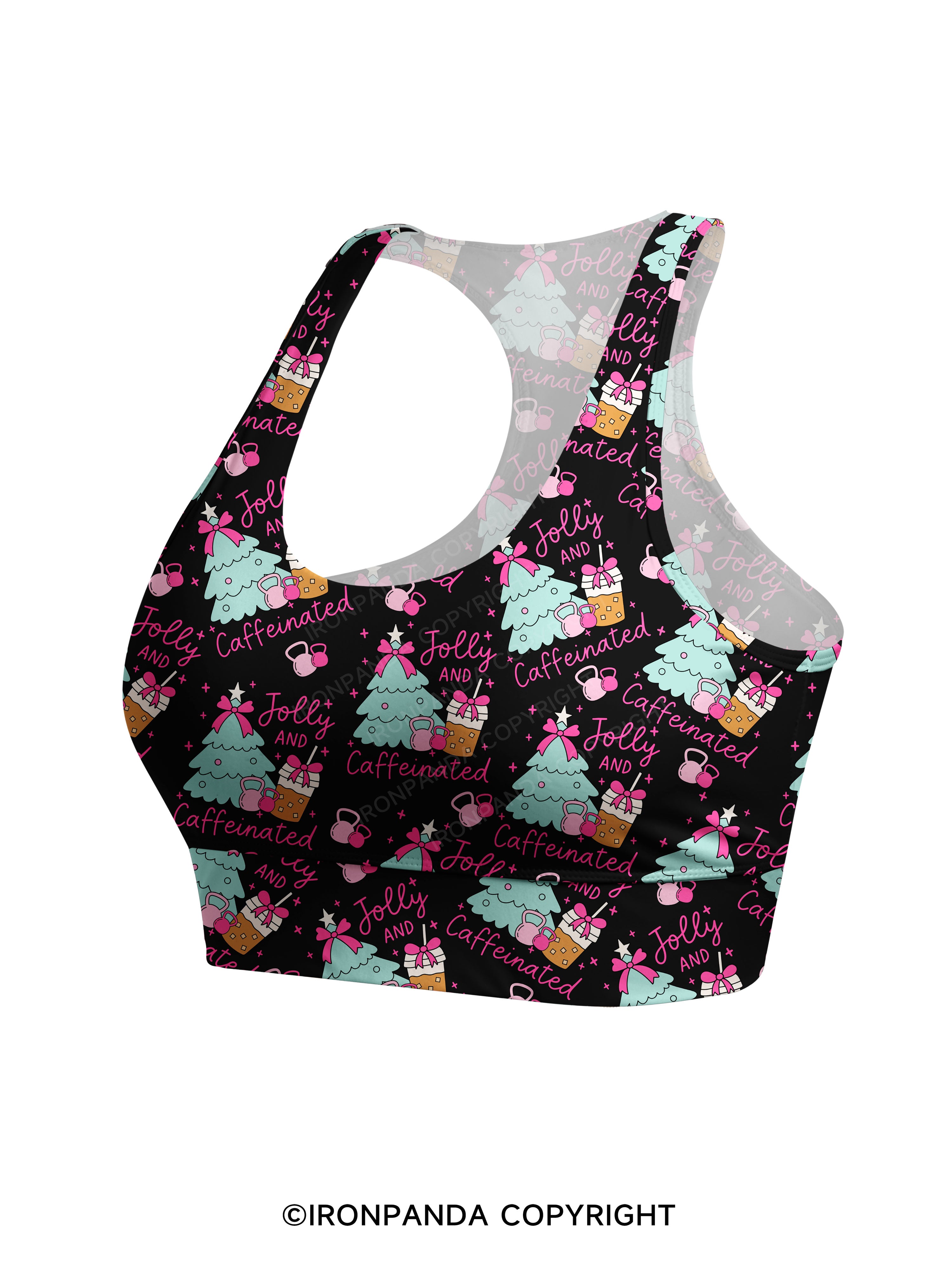 JOLLY AND CAFFEINATED Racerback Sports Bra