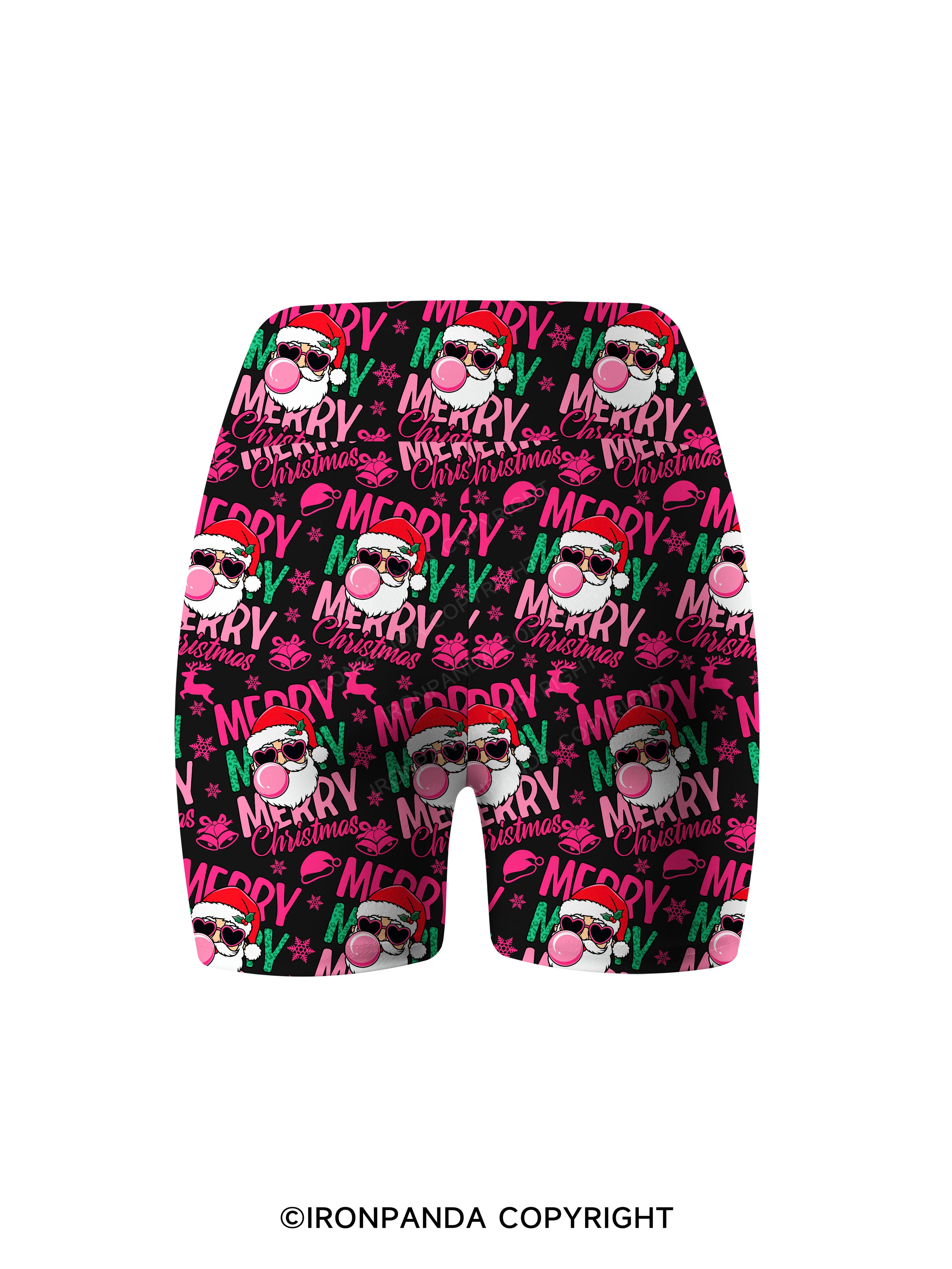 MERRY MERRY MERRY CHRISTMAS Printed Yoga Cycling Shorts