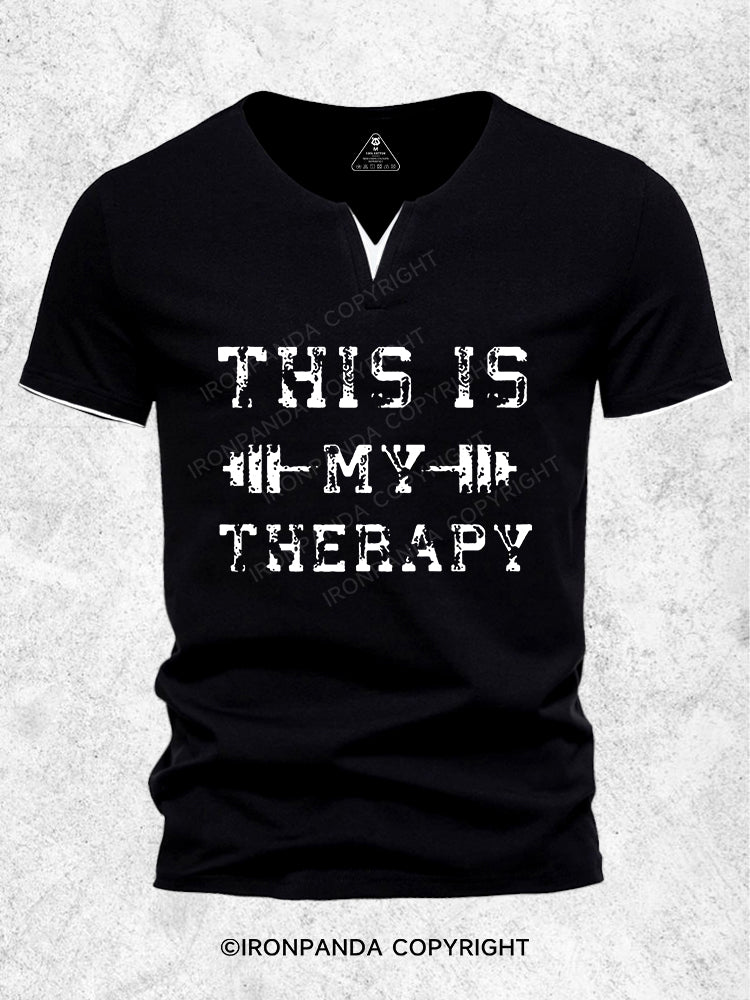 This Is My Therapy Men's Workout V-Neck Shirt