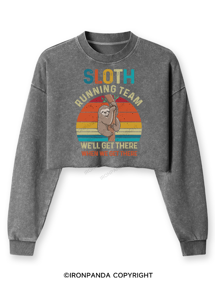 SLOTH RUNNING TEAM Washed Long-Sleeve Crop Top