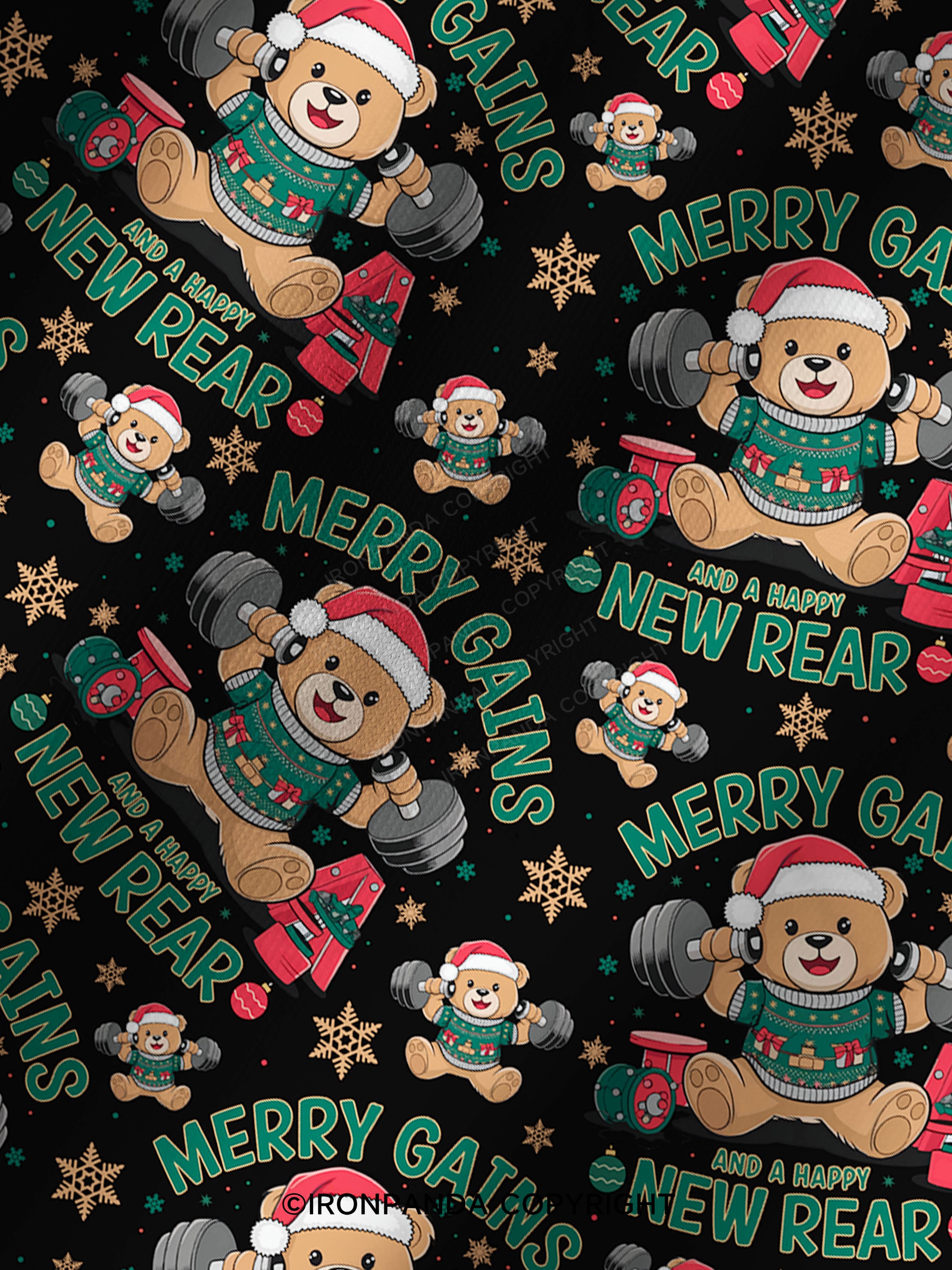 MERRY GAINS AND A HAPPY NEW REAR Printed Yoga Shorts