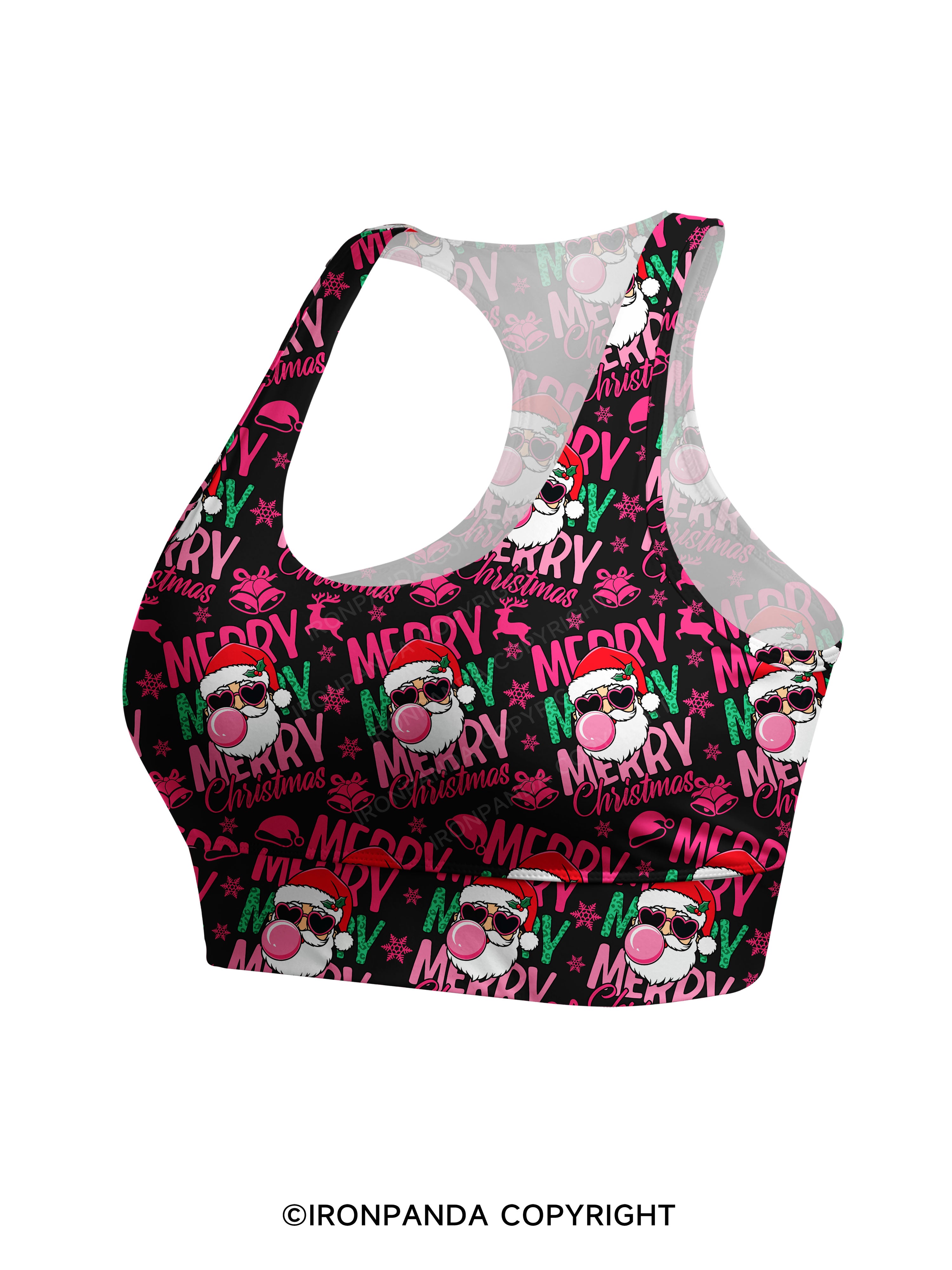 MERRY MERRY MERRY CHRISTMAS Racerback Sports Bra